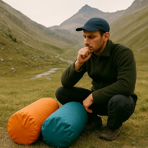 Hiker with two rolled AirFlex pads Image