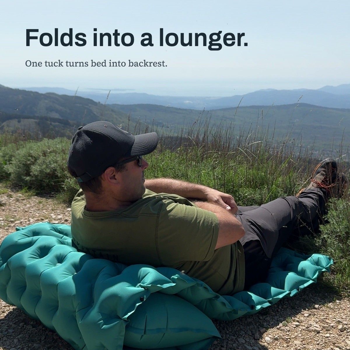 Folds into a lounger — AirFlex backrest position at a summit