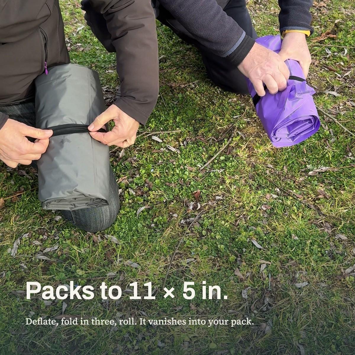 Packs to 11 x 5 in — real rolled AirFlex pads with strap